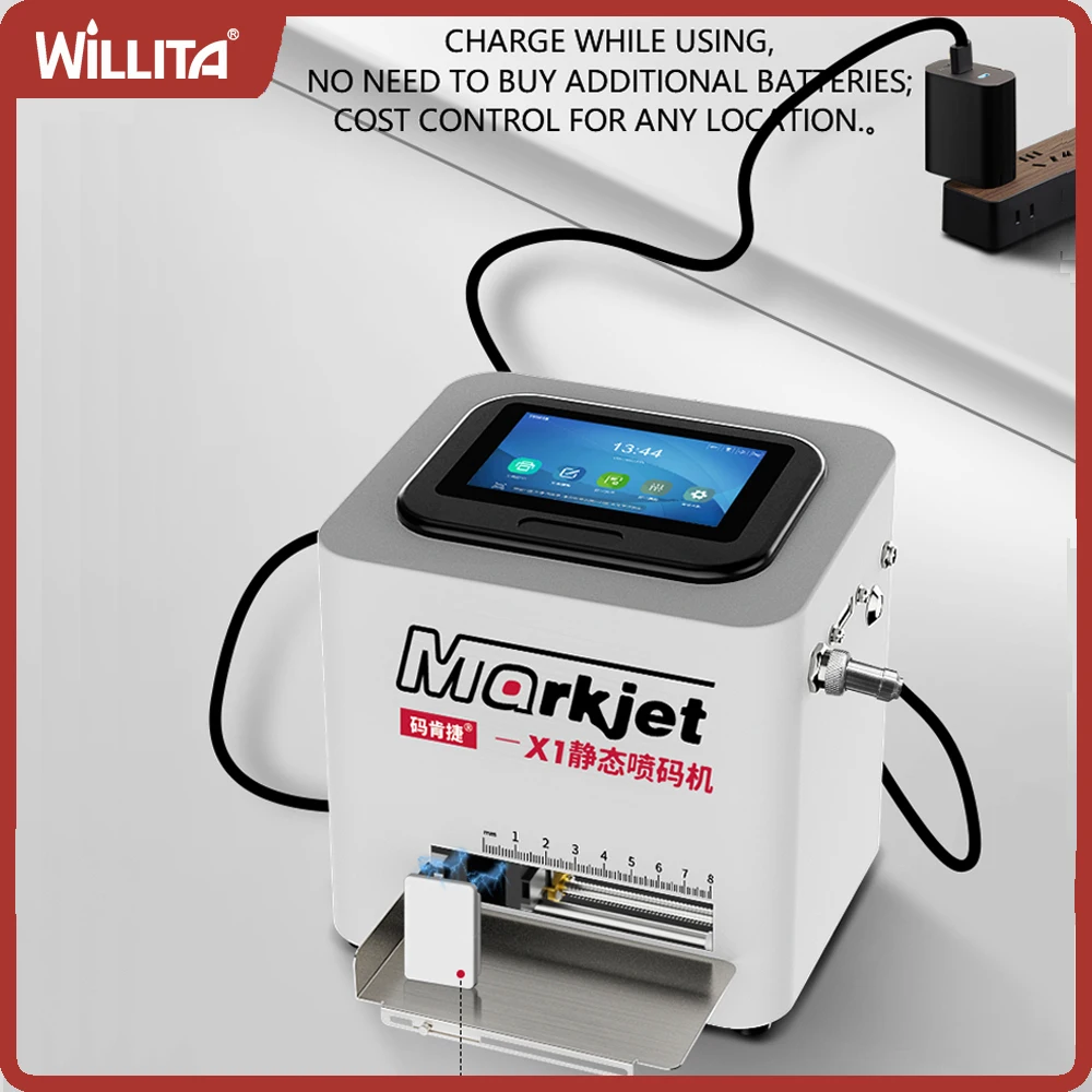 Imagem -02 - Willita Tabletop Coding Machine Tampa de Garrafa Caixa de Metal de Plástico de Vidro Impressão do Número do Código Impressora a Jato de Tinta Estática 127 mm