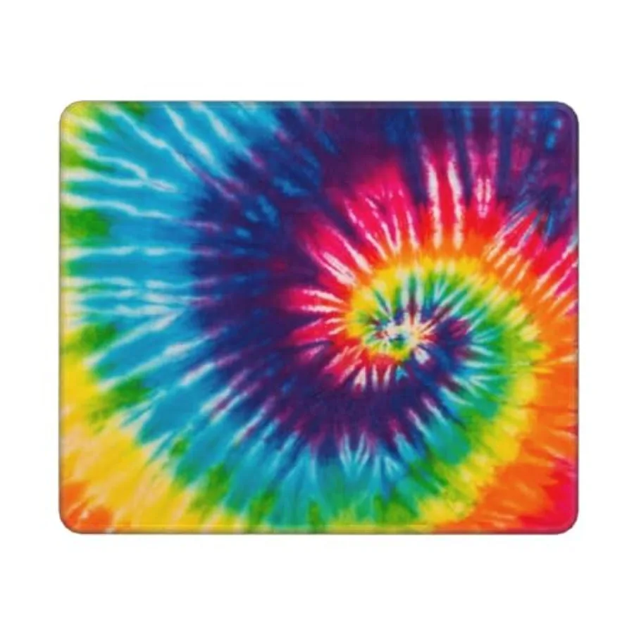 Cool Tie Dye Art Mouse Pad Small Rectangle Gaming Mousepad Square Desk Mat Stitched Edges 10 X 12 Inch for Home Office