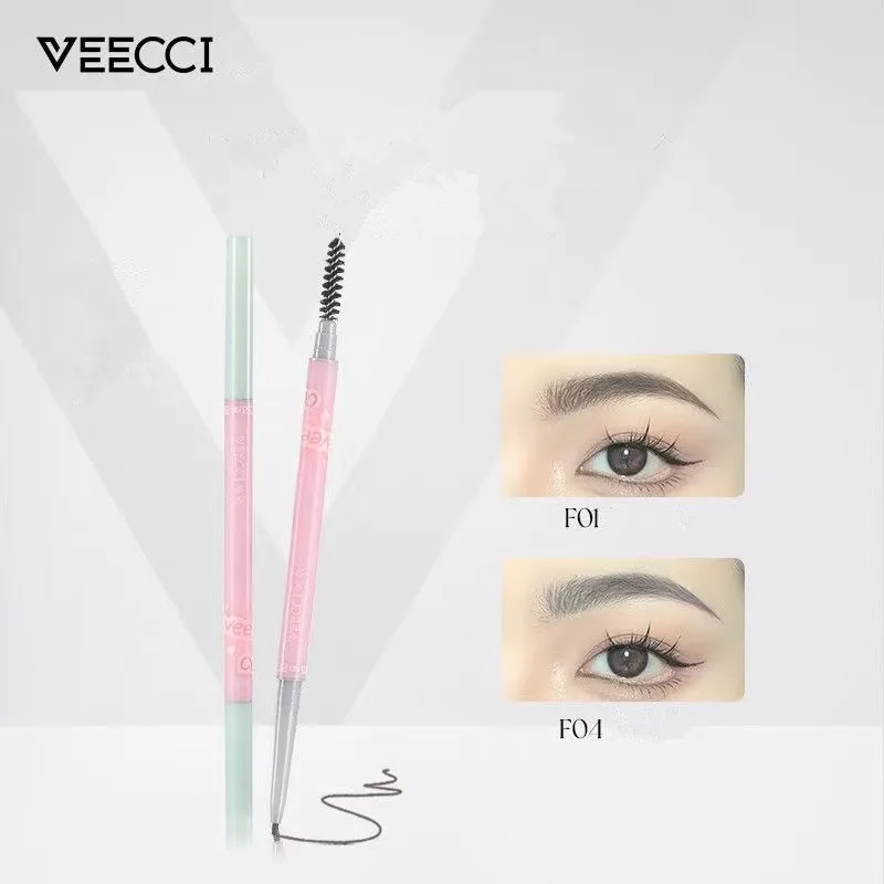 VEECCI Slim Eyebrow Pencil Waterproof Matte Makeup Double Head Lasting Non-Smudged Eye Brow Pen Tint with Brush Cosmetics