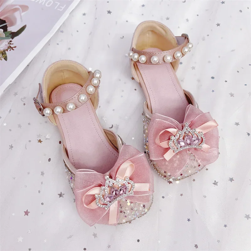 

Модные сандалии Мэри Джейн на плоской подошве с блестками для девочек, детские прогулочные туфли с мягкой подошвой, детская обувь принцессы