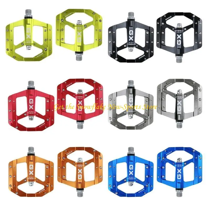 

E56D 1 Pair Road Mountain Bike Non-slip Flat Pedals MTB Cycling Aluminum Alloy 3 Sealed Bearings Pedals
