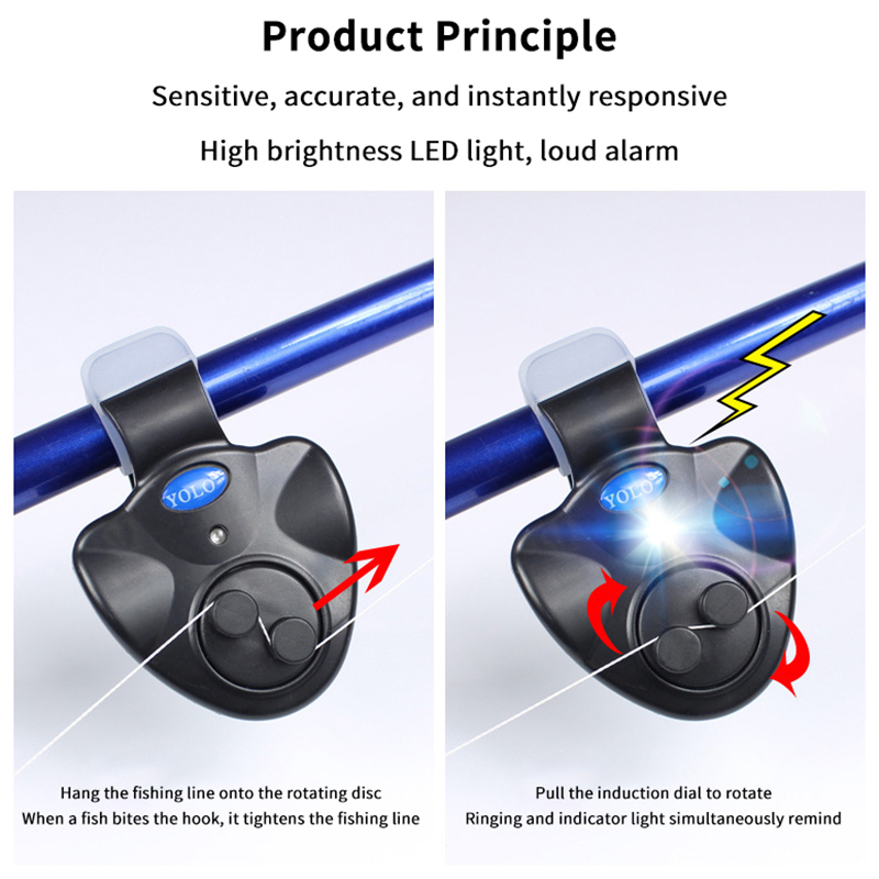  New Electronic Fishing Bite Alarm With Loud Siren Camping Equipment Rod Buzzer Daytime Night Indicator Battery Included 1PC 