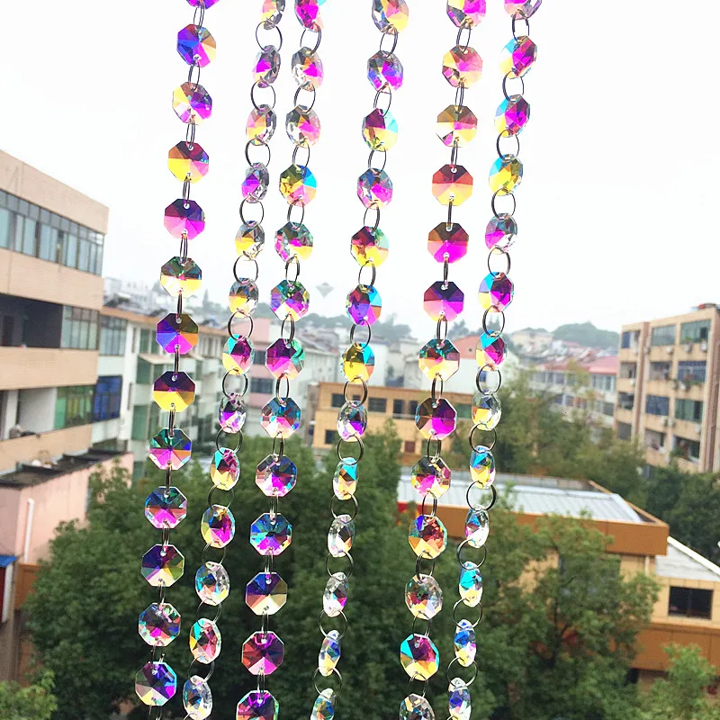 6Meters/Lot AB Crystal Octagon Garland Strand Wedding Supply Window Beads Curtain Decoration Christmas Tree  Garland/strand,lamp