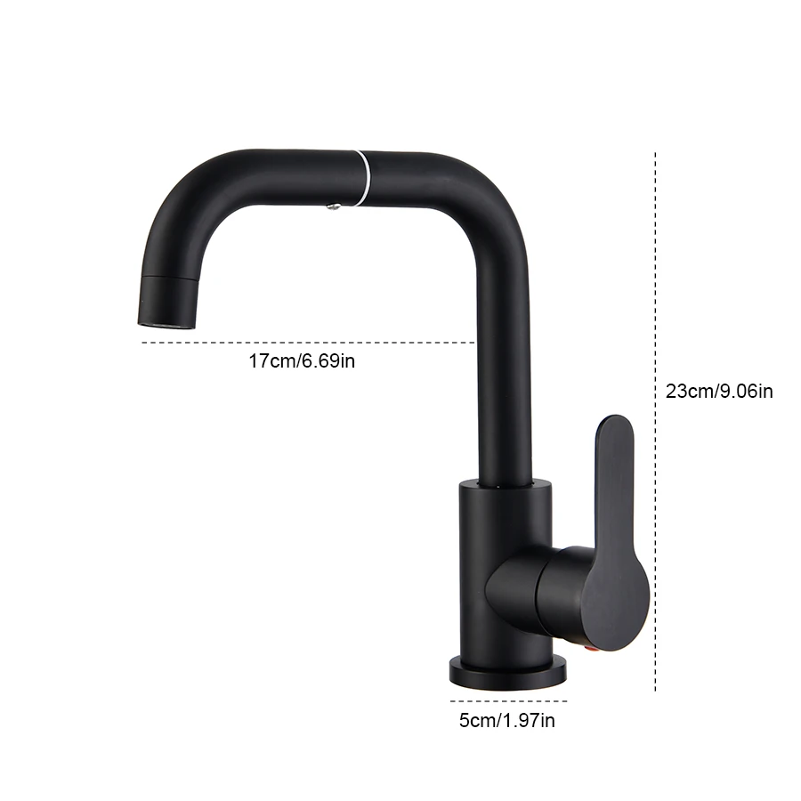 

Matte Black Countertop Rotatable Faucet Design Bathroom Toilet Basin Hot and Cold Mixed Water Stainless Steel Faucet