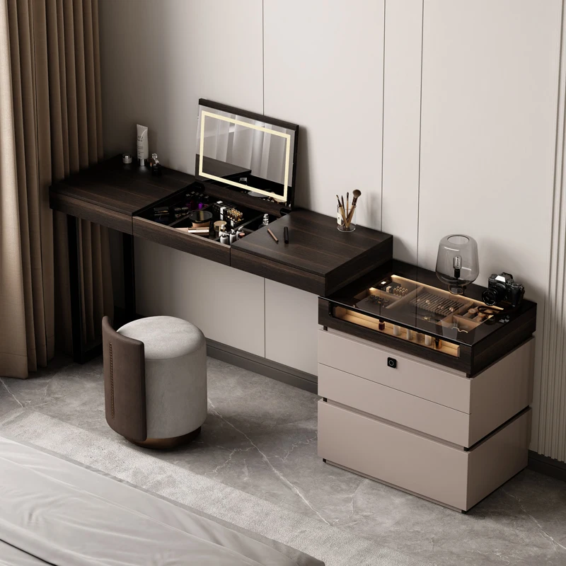 

Black Bedroom Vanity Table Study Bedside Luxury Modern Chair Dressing Table Wood Cosmetics Mesa De Maquillaje Home Furniture