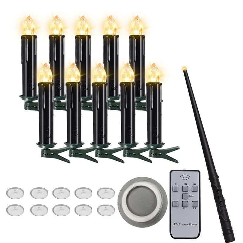 Floating Candles With Wand Flying Flameless Taper Candles With Wand Remote And String 10PCS Magic Dangle Candlesticks Flickering