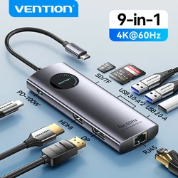 Vention USB C HUB do HDMI DisplayPort USB 3.0 Adapter 9/10 w 1 USB typu C HUB Stacja dokująca do czytnika kart SD MacBook Pro Air PD RJ45