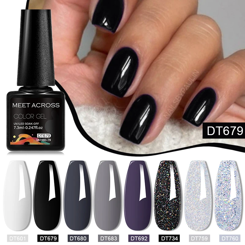 MEET ACROSS 8 szt./zestaw Kolorowy Lakier Żelowy do Paznokci Półtrwałe Lakierowanie Paznokci do Manicure Soak Off LED UV Żelowy Lakier do Paznokci