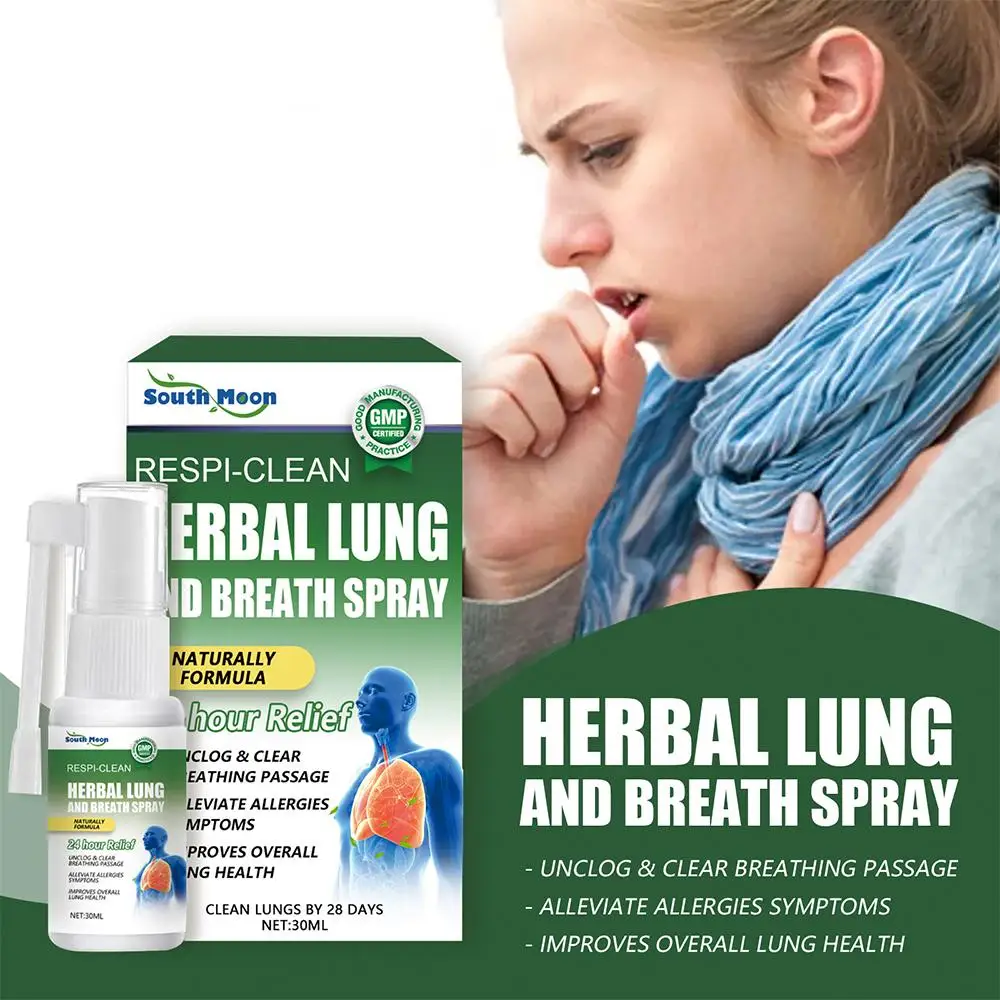 Herbal Lung Cleansing Spray Breath Detox Relieve Breathing Difficulties Coughing Treatment Of Itchy Throat Inflammatio