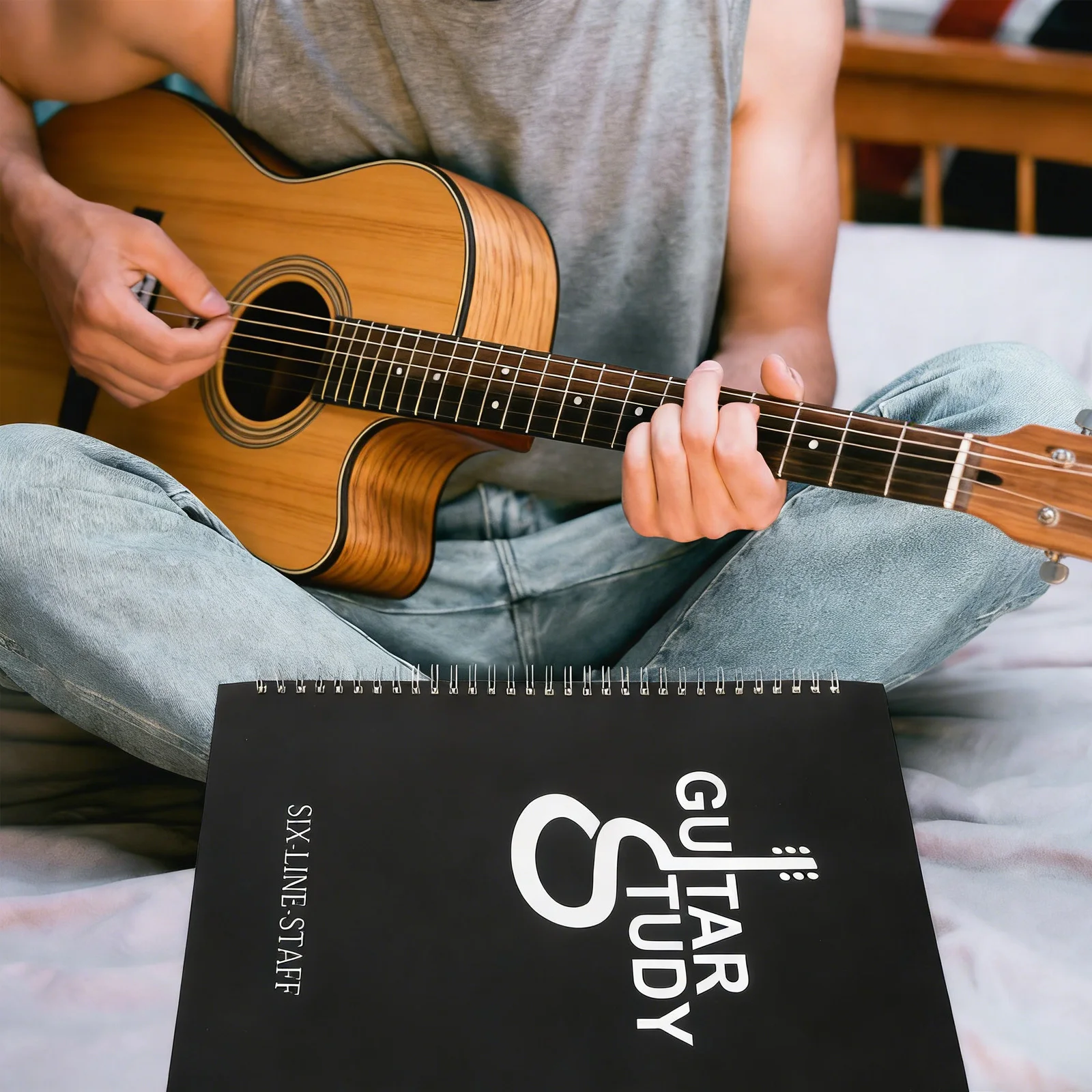 

Coil Bound Guitar Sheet Music Book Waterproof Pp Cover Portable Music Notebook For Chords Memorizing Outdoor Use For
