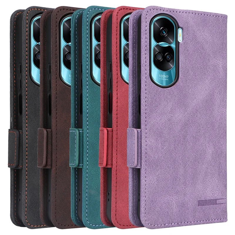 For Huawei Honor 90 Lite CRT-NX1 Fusion Flip PU Leather Wallet Magnetic Buckle Case For Honor X50i Anti-Fall Phone Coque