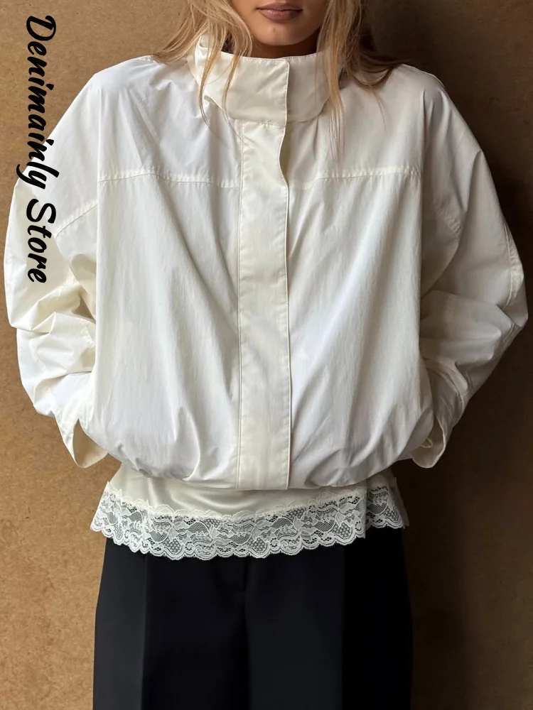 Casual Solid Stand Collar Short Windproof Jacket Women Drawstring Full Sleeve Pocket Zipper Coats 2026 Autumn New Lady Outwear