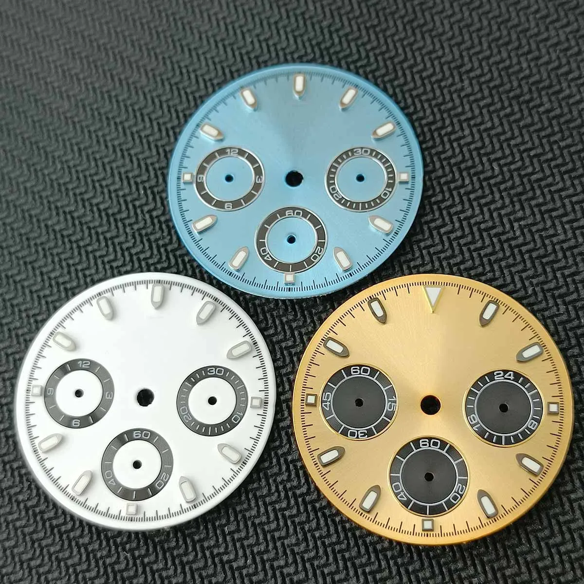 Replacement 28.5MM Watch Dial Green Luminous Dial for VK63 Quartz Movement Watches Modification Parts A