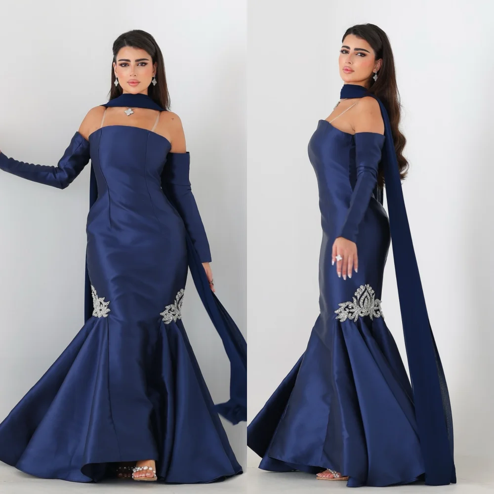 

Customized Charmeuse Sequined Sparkle Strapless Mermaid Bespoke Occasion Women Luxury Evening Party Gown Elegant High Quality