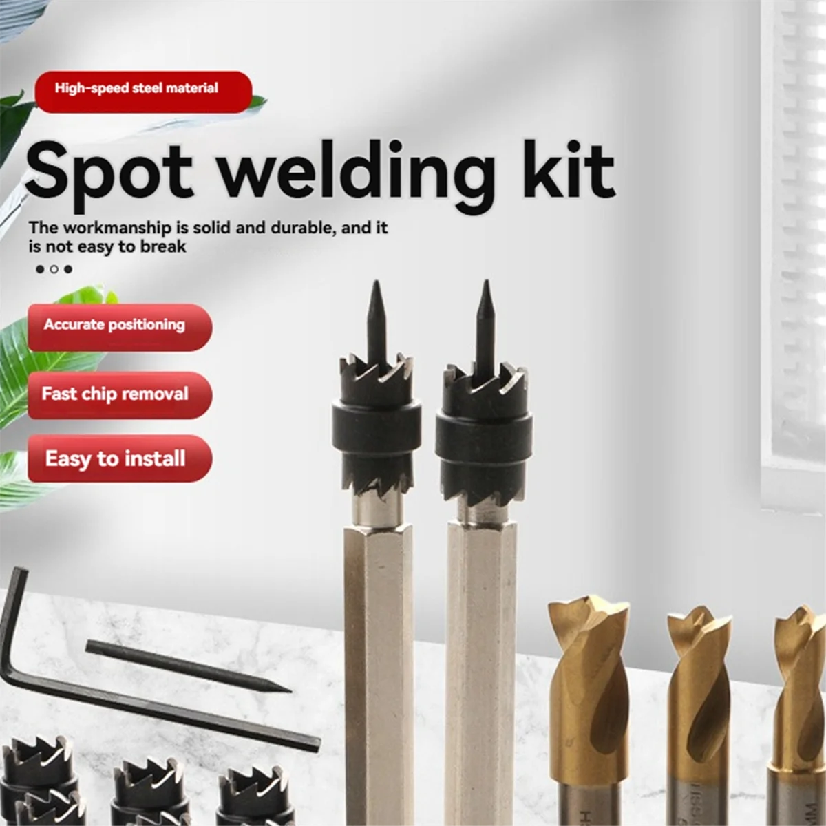 AA25 13pcs Spot Weld Cutter Set,Spot Weld Drill Bits,Hex Shank Sheet Hole Cutters for Power Drills,for Spot Welding Removal