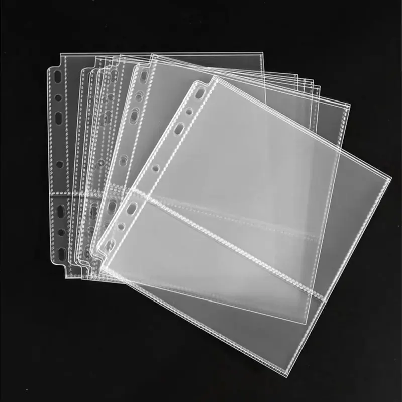 Carnet de cartes transparent A5, 7 trous, 2 poches, pour tous les jours, manches illables, recharge de page, fournitures scolaires et de bureau, 20 pièces/lot