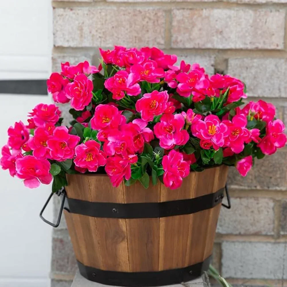 2PCS/1set Outdoor Herbst Künstliche Rote Azalea Hohe Qualität Blumen Büsche UV Beständig Dekor Gefälschte Blumen Hause dekorationen Kleine – Detail 6