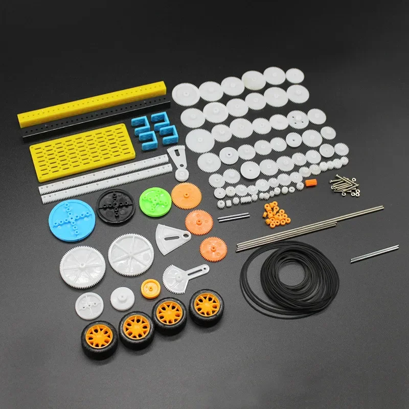 90 Kinds Of Gear Packs DIY Toy Wheels Pulleys Plastic Transmission Gears Porous Plastic Strips Plastic Plates Accessories