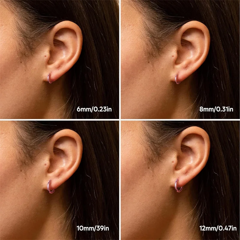 4 زوج/مجموعة الفولاذ المقاوم للصدأ دائرة هوب أقراط للنساء الكلاسيكية الصغيرة اللولب الأطواق حلقة حلقة Huggie الغضروف ثقب المجوهرات #3