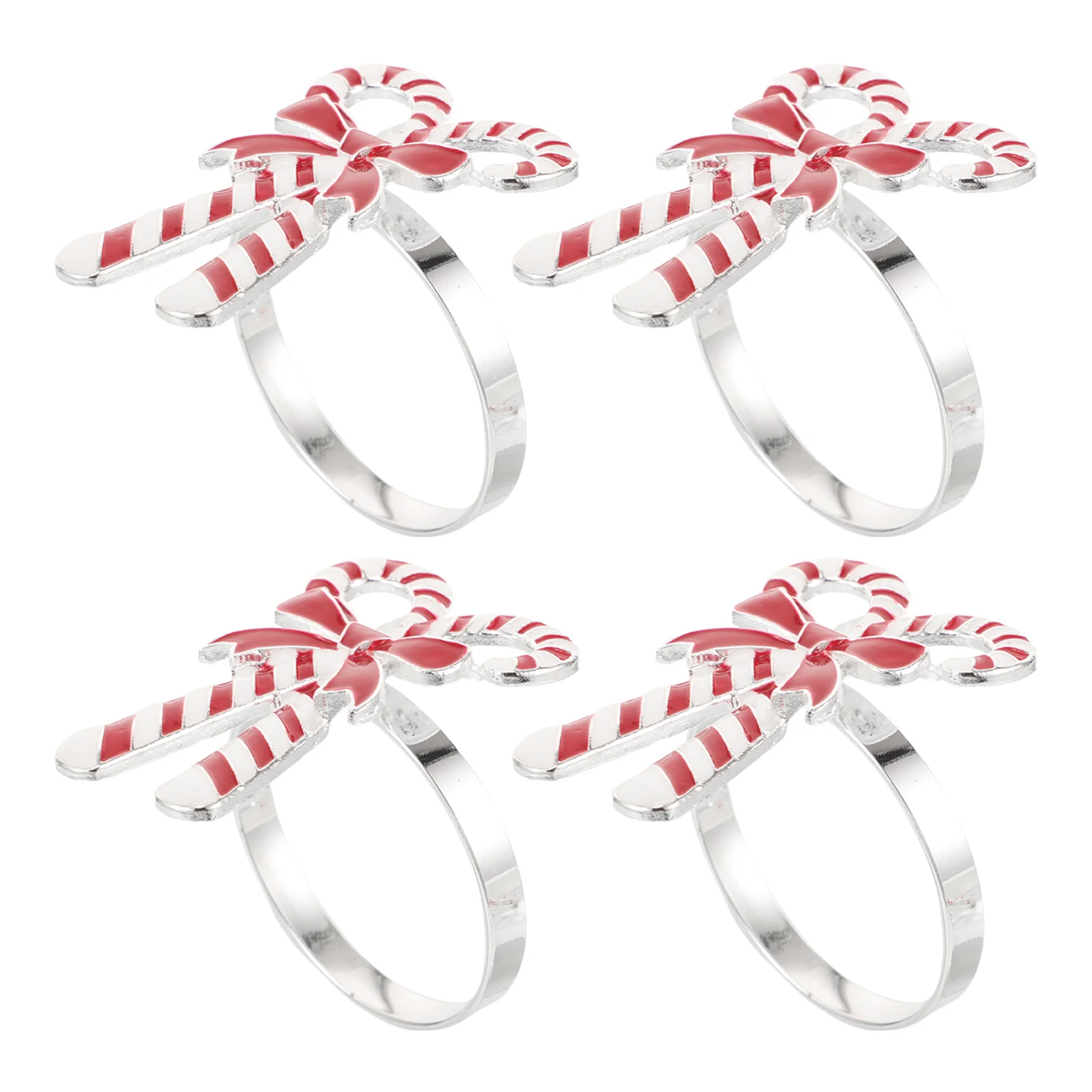 

4pcs Napkin Rings Candy Cane Design Holiday Table Decor Christmas Party Wedding Winter Festive Serviette Buckle Rustic Modern