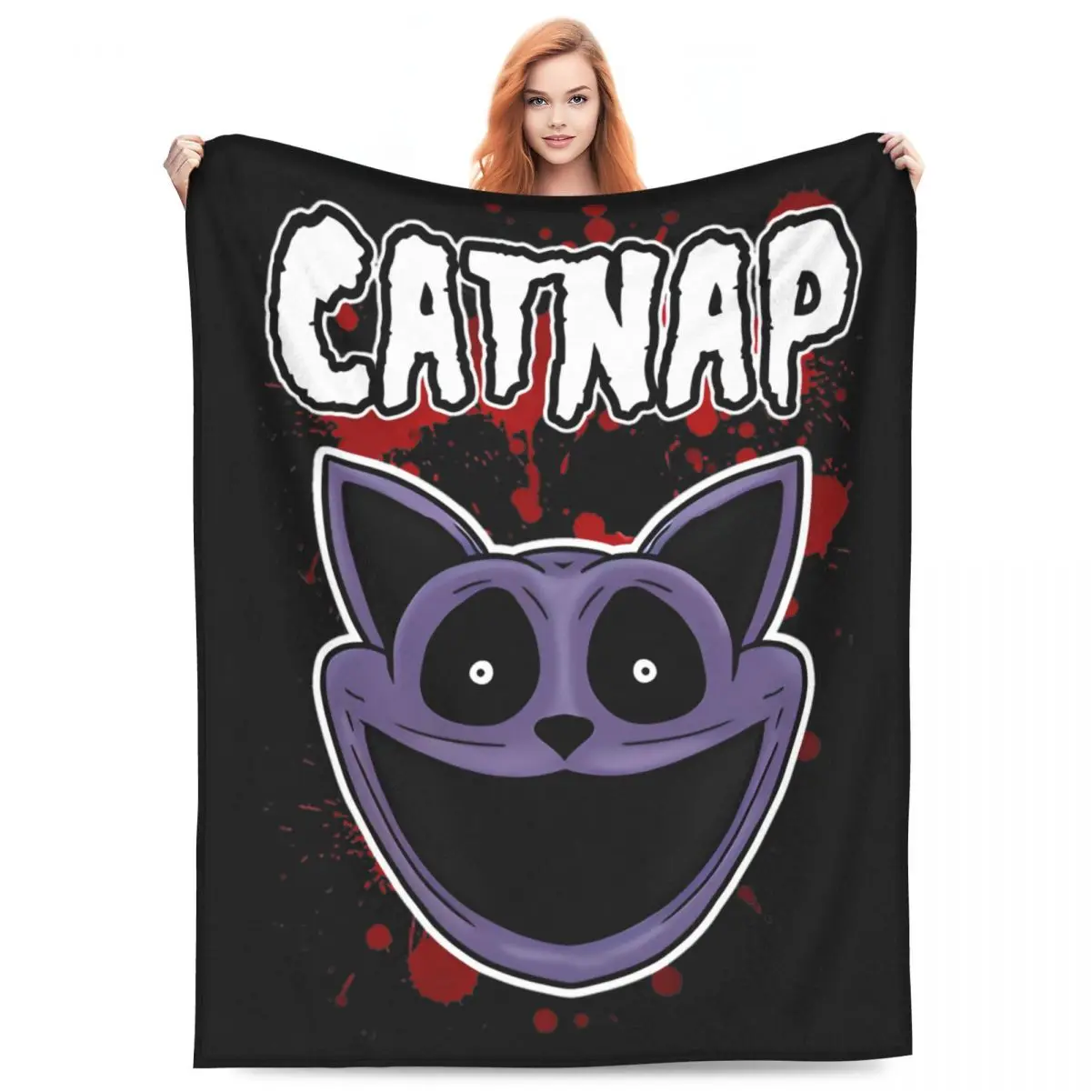 

Catnap Smiling Critters Blankets Flannel Spring/Autumn Breathable Warm Throw Blanket for Bed Bedroom Bedspread