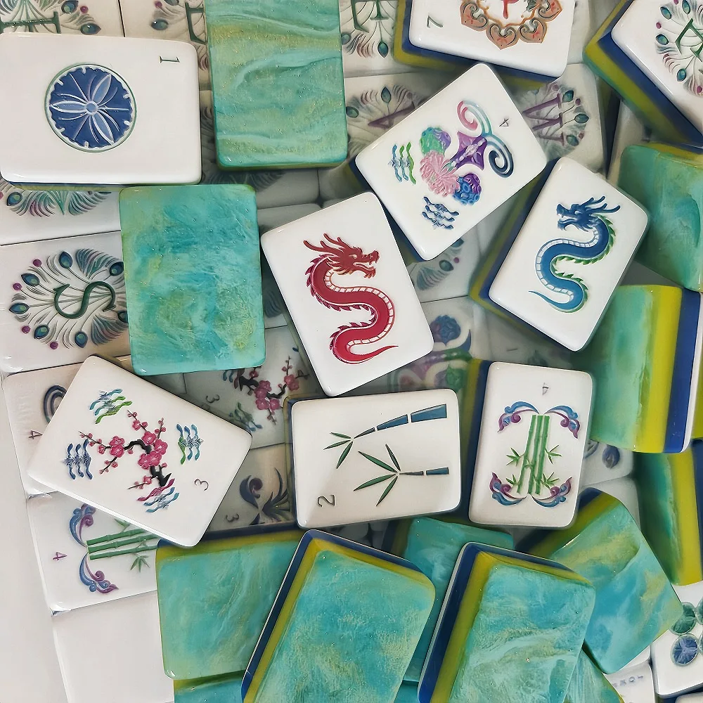 2026 NEW 4 Layer American Mahjong Tiles,160 Acrylic Mahjong Set for Home, Clear Engraving Mah Jongg for Travel & Game Nights