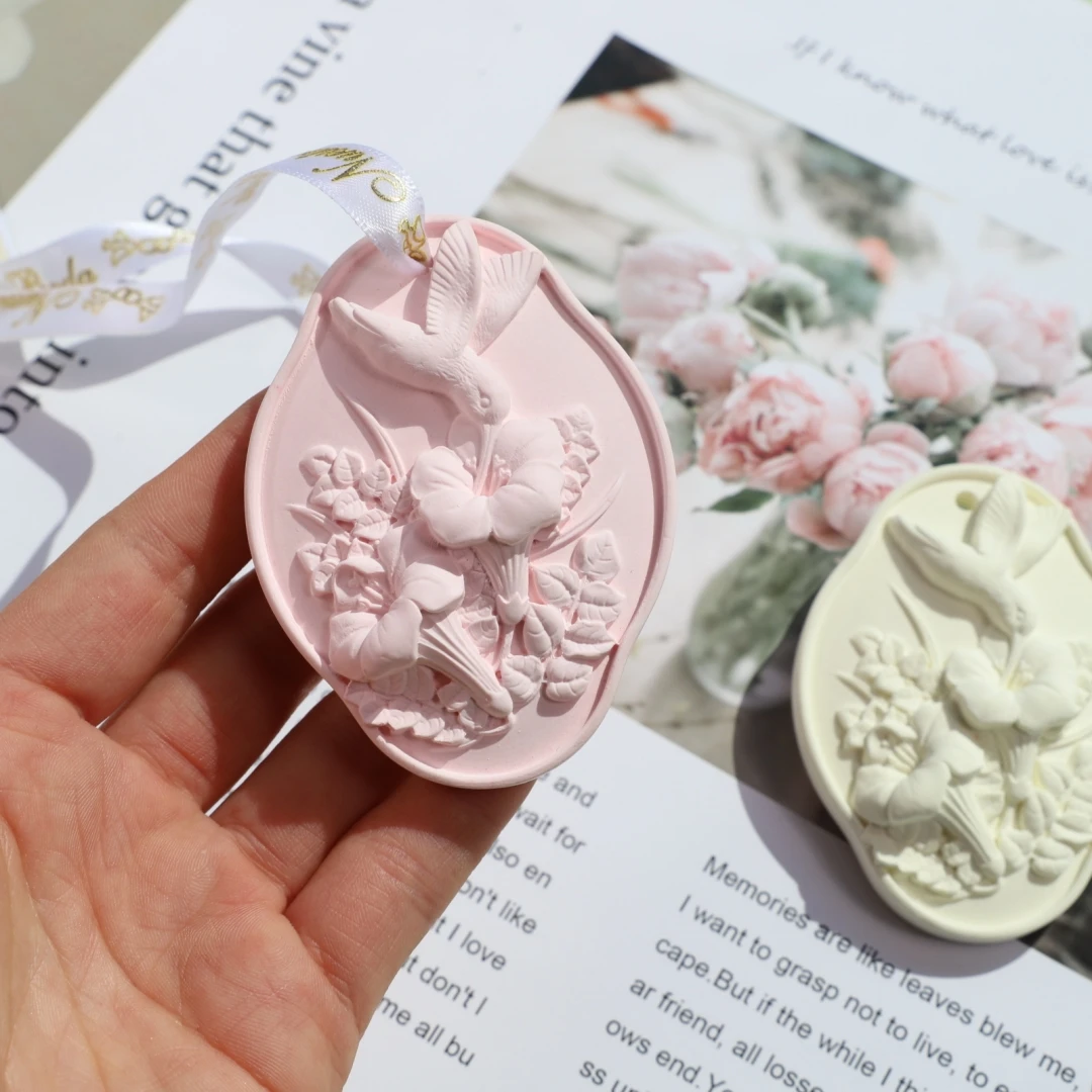 Flying Bird Flower Car Hanging Plaster Mold Group Building Activity DIY Aromatherapy Gypsum Wardrobe Hanging Silicone Mold