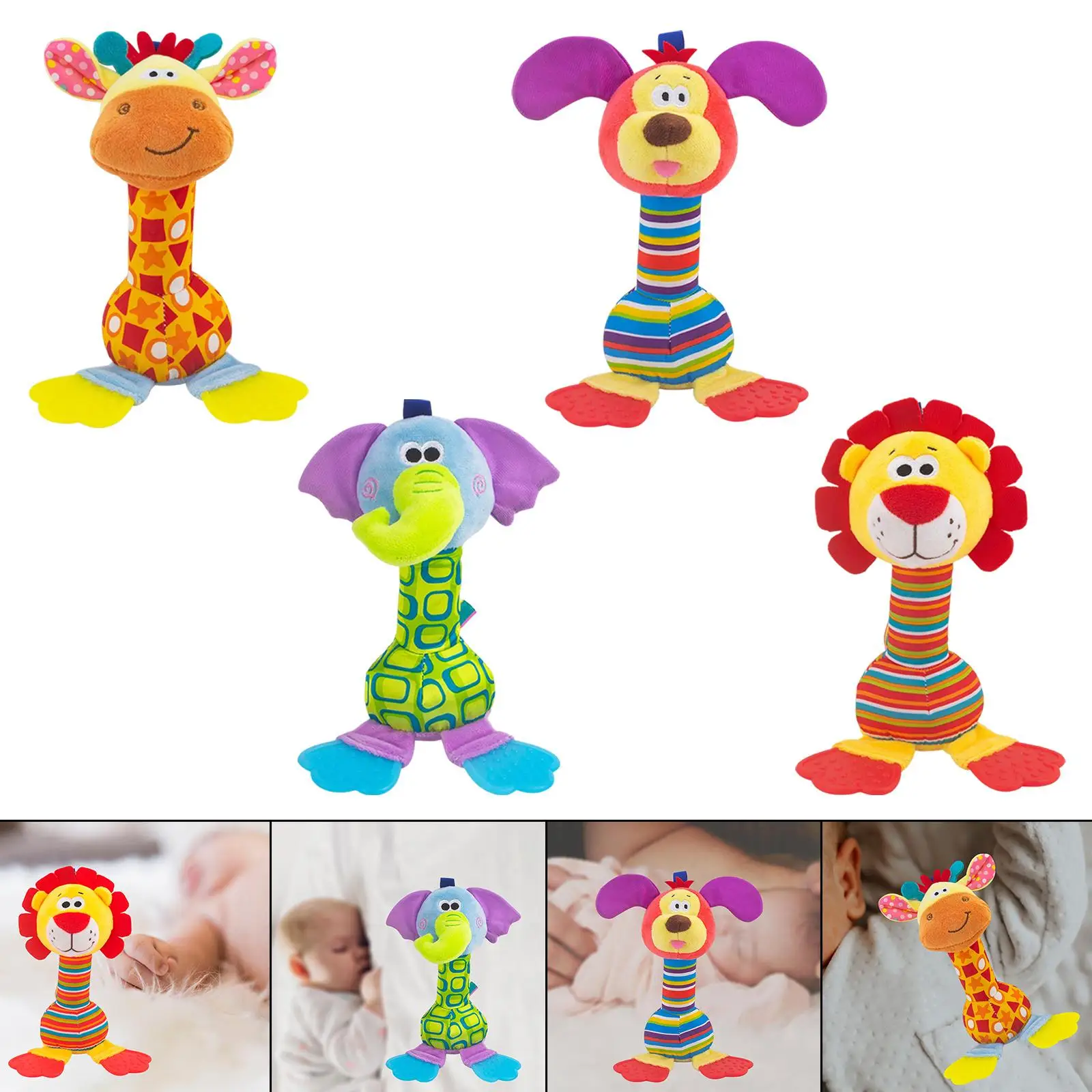 Animal Shape Baby Rattle Toys Educational Development Developmental Stuffed Hand