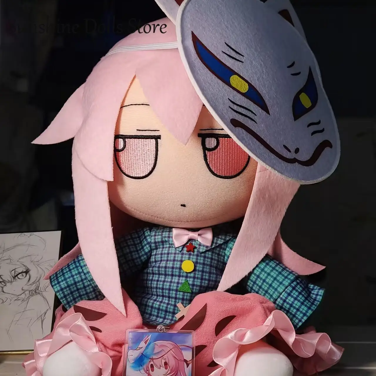 

30-сантиметровая аниме-кукла Hata no Kokoro Touhou Project, милая плюшевая подушка-игрушка из серии Fumo, сидячая, мультяшная, мягкая, плюшевая игрушка, подарки на Рождество