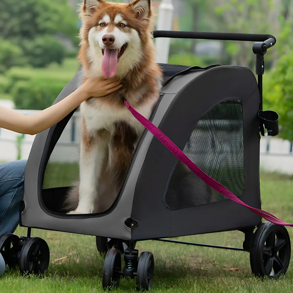 Large And Medium-sized Dog Multifunctional Pet Stroller For Outdoor Travel, Large Commuting Dog Cart, Portable And Foldable