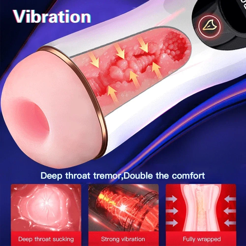 Automatic Male Masturbator Cup Sucking Vibration Blowjob Real Vagina Pocket Pussy Penis Oral Sex Machine Toys Man Adults Goods