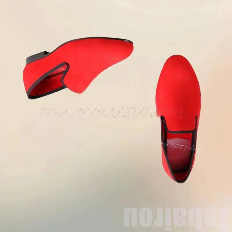 

Red Suede Low Top Men Penny Loafers Fashion Slip On Men Shoes Luxury Handmade Party Feast Banquet Office Dating Men Casual Shoes