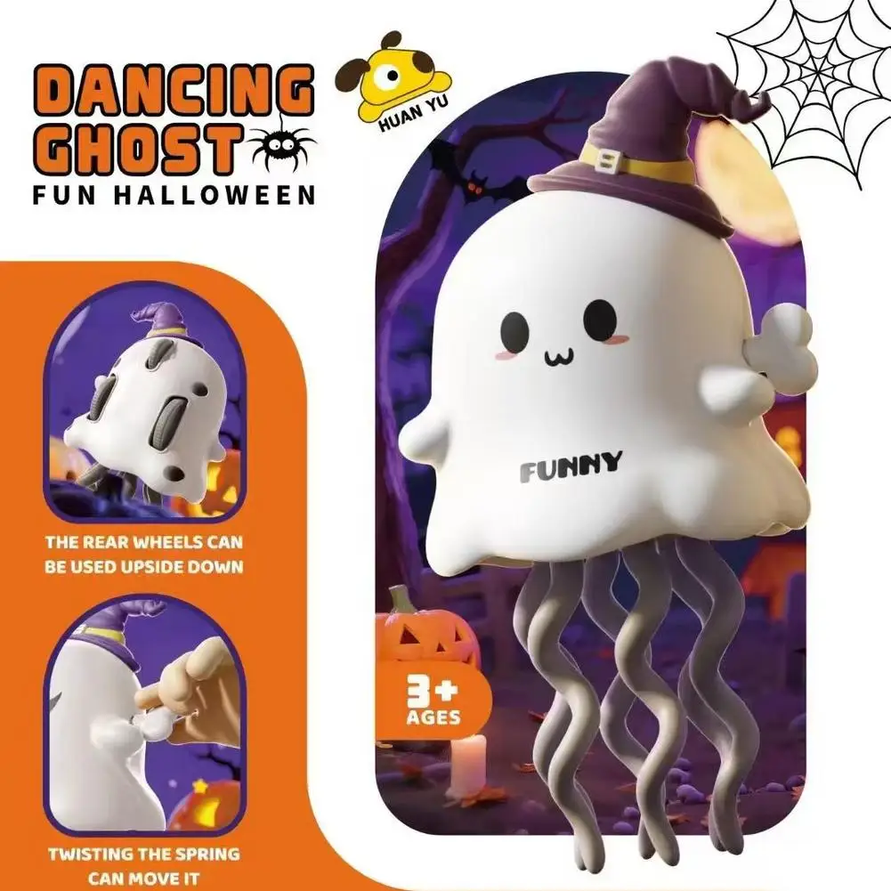 Halloween Christmas Mini Dancing Ghost Toy Wind Up Cute Pumpkin Elk Santa Claus Figure Party Decor Stress Relief for Kids