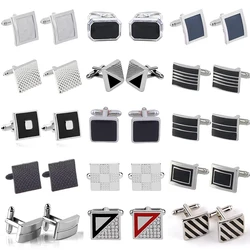 1Pair Classic Striped Square Cufflinks for Men Business Style Cufflinks Jewelry Accessories - Great for Personal or Gift Use