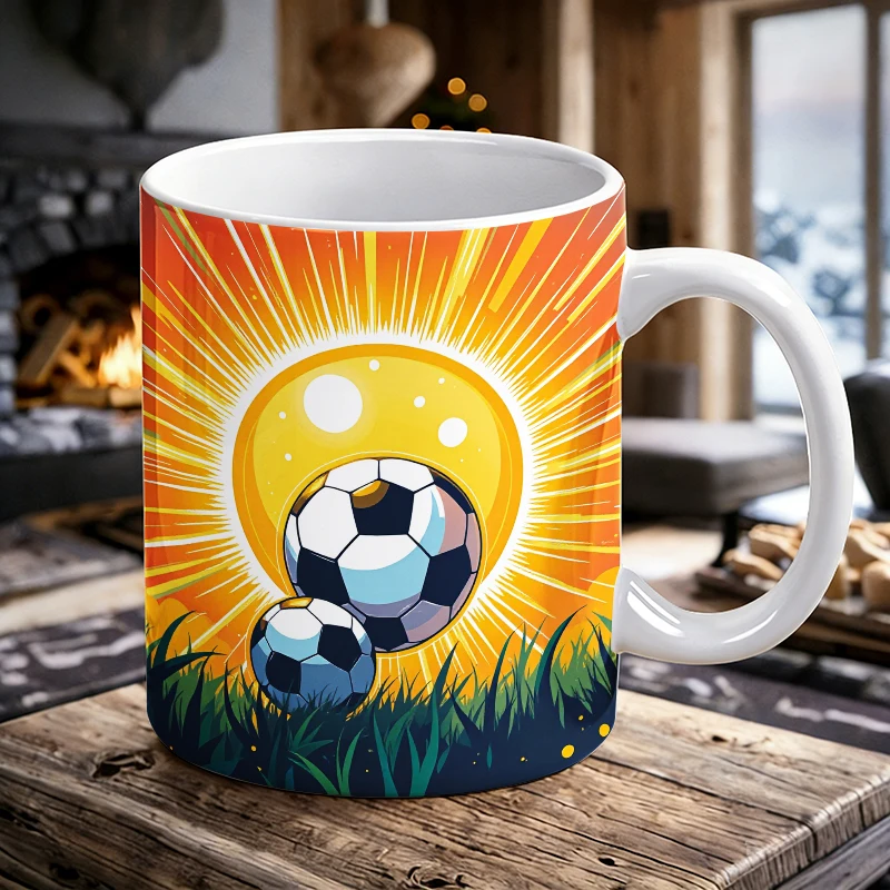 

Glowing Sun Football Ceramic Mug, coffee cup, milk cup, office tea cup, drinking cup, gift for friends, fade-resistant