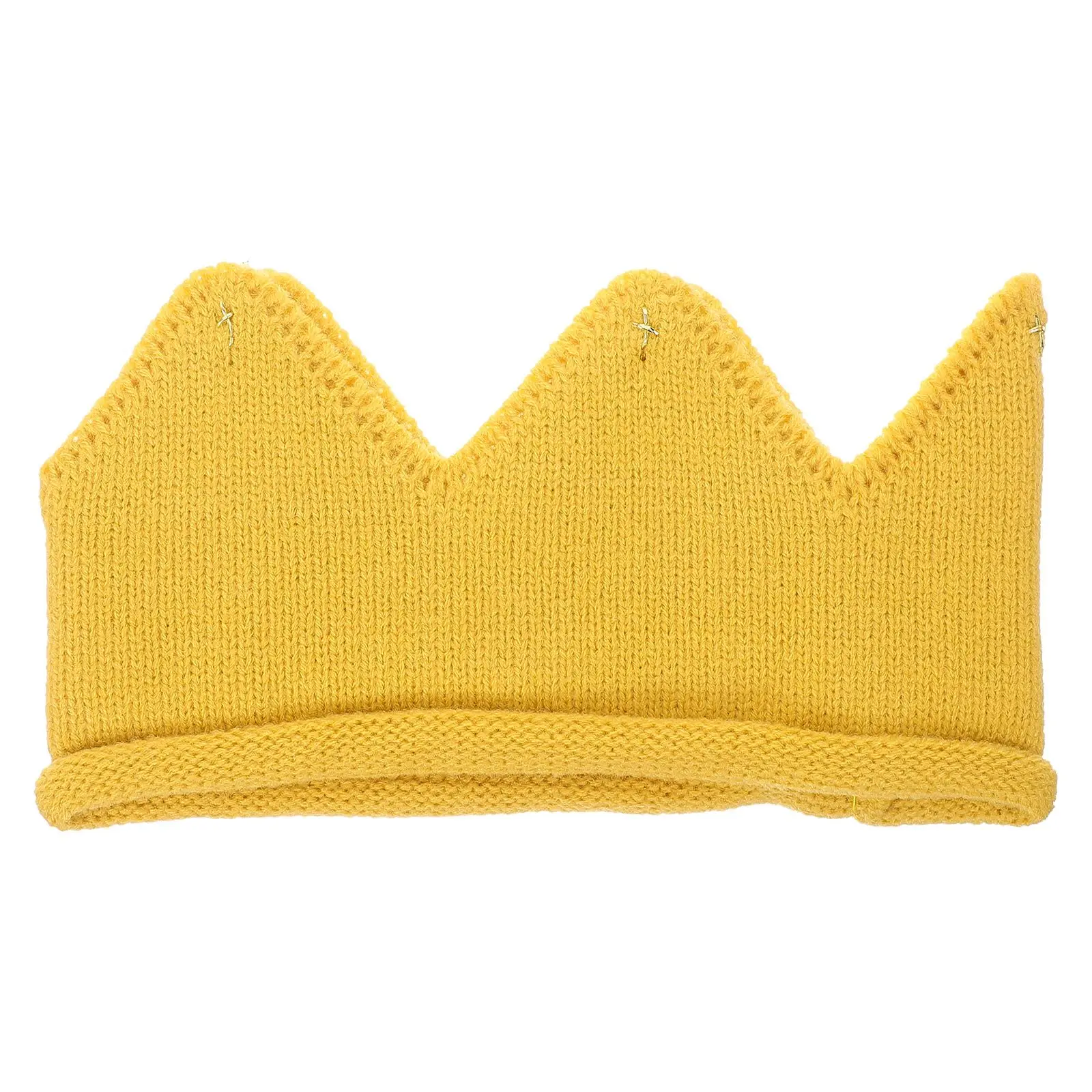

Baby Knitted Crown Hats Thick Warm Stretchy Photo Parties Yellow Toddler Ear Warmer Christmas Outfits Girl Boy Knit