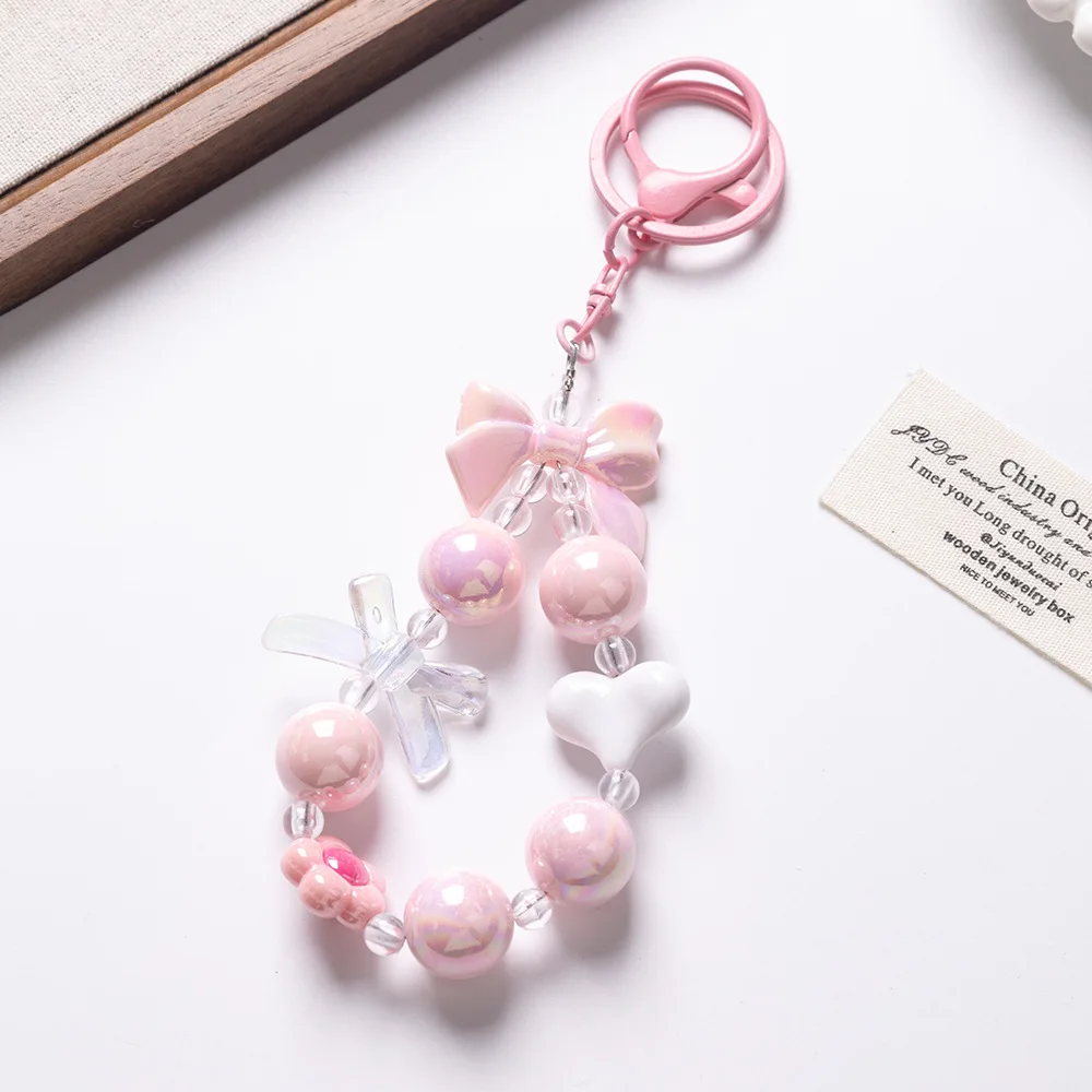 Fashionable Acrylic Colored Mobile Phone Lanyard Bag Accessories Trendy Mobile Phone Chain Bag Lanyard Car Keychain