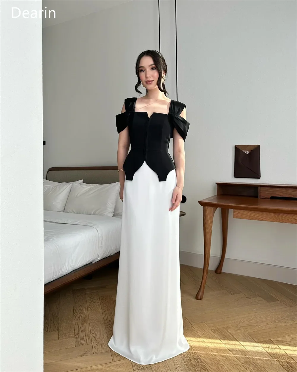 Customized Formal Dress Prom Women Dearin Square Collar A-line Floor Length Skirts Layered Bespoke Occasion Dresses Evening Gown