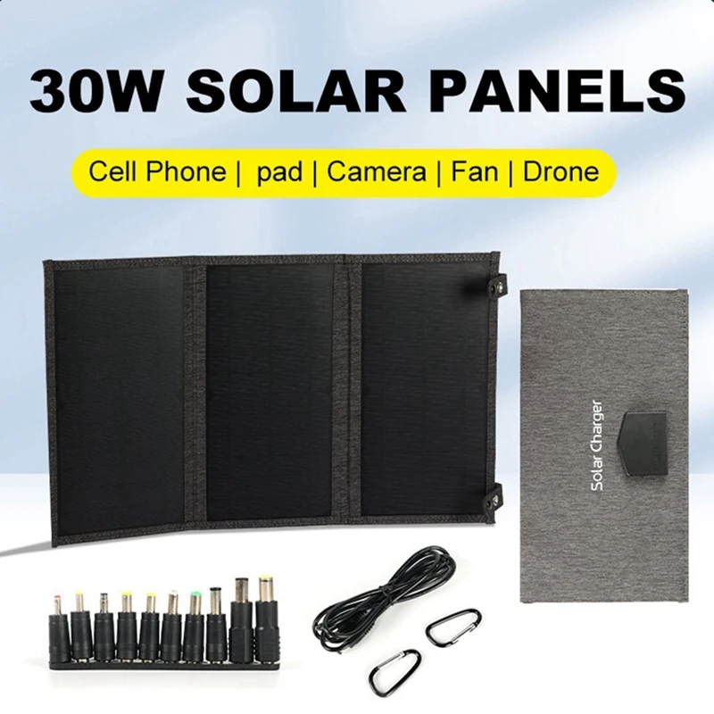 

30W 18V Folding Solar Panel Type-C USB Photovoltaic Charger Outdoor Mobile Phone Fast Charging Mobile Power Bank Easy Install