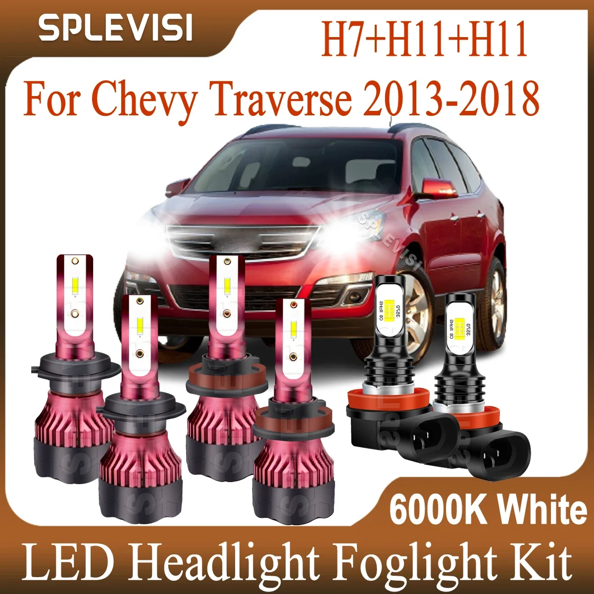 High Brightness CSP Chips White For Chevy Traverse 2013 2014 2015 2016 2017 2018 LED Headligth High Low Beam H7 H11 Foglight H11