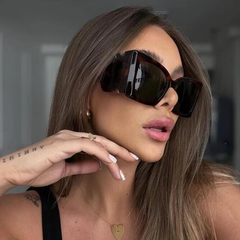 نظارات شمسية قديمة كبيرة الحجم للنساء والرجال ، مصمم علامة تجارية عتيقة ، مربع ، إطار سميك ، أرجل واسعة ، نظارات شمسية ، ظلال ، حماية UV400