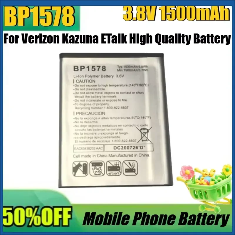 

New BP1578 3.8V 1500mAh Mobile Phone Battery BP1578 for Verizon Kazuna ETalk High Quality Battery