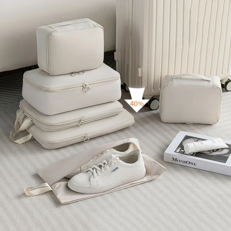 6Pcs Travel Compression Packing Cubes Bag Waterproof Handheld Clothe Separation Storage Bag Portable Suitcase Clothes Organizers