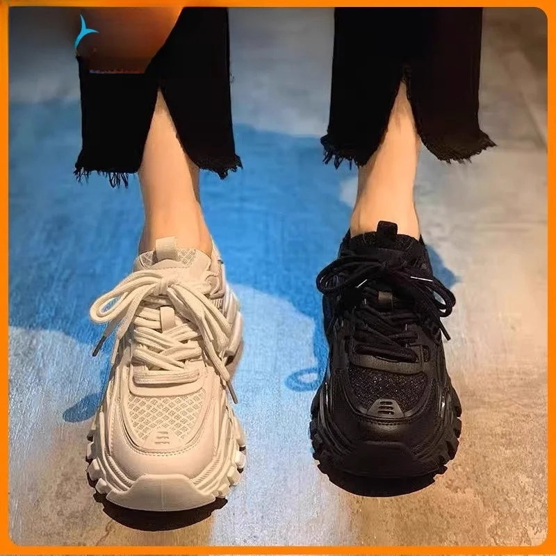 

Women's Running Shoes Dad Style Thick Bottom Retro Casual Sports Sneakers Fall 2024 New Ins Trendy All-Match Golden Luohe
