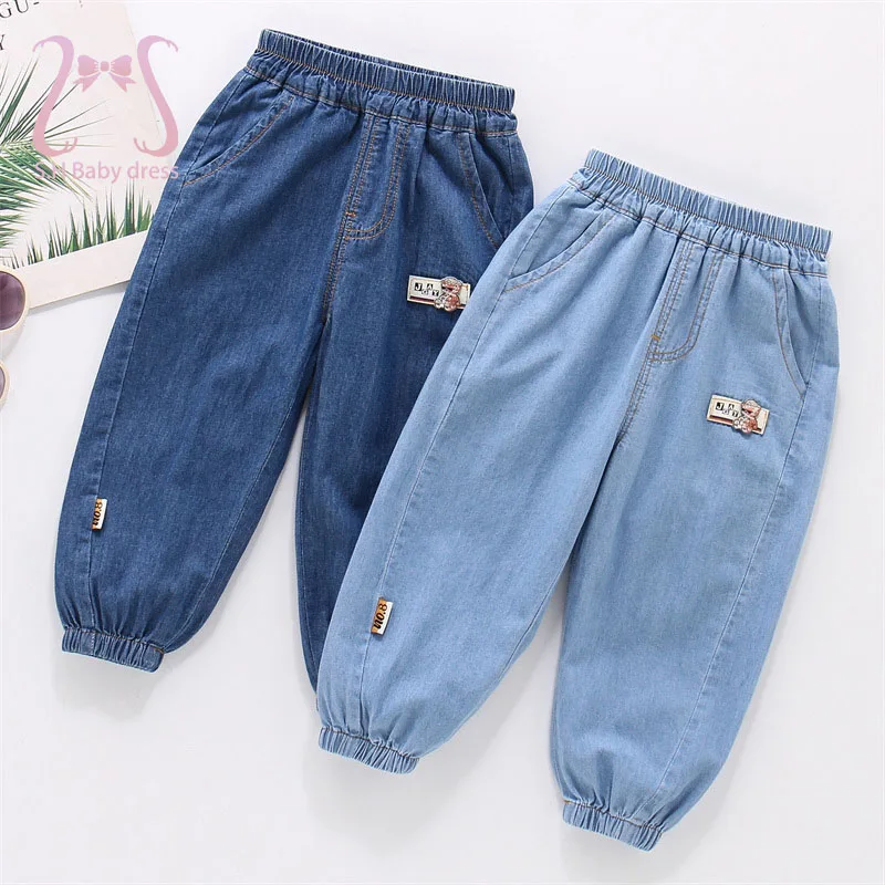 Sommer mode Baby Mädchen Junge Jeans Bär Mark Sorgen Kinder Baumwolle Kleidung 1-6 y Kinder Kostüm Kleinkind bequeme Kleidung