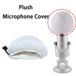 1pcs White Plush Microphone Cover Drawstring Microphone Pop Filter Wind Shield for Blue Yeti Condenser Microphone Reduce Noise