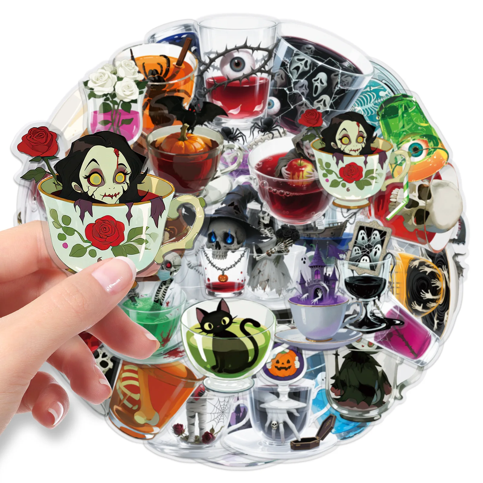 10/50PCS 해골 공포 유령 낙서 스티커 이상한 차 컵 스티커 전화 컴퓨터 노트북 문구 DIY 장난감 비밀