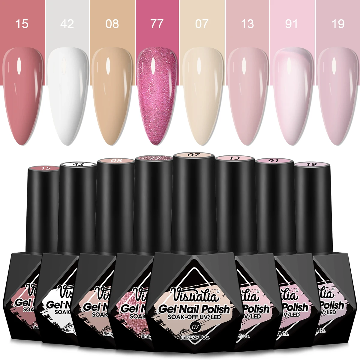 

8 шт. глянцевый круглый гипоаллергенный цветной набор гель-лаков для ногтей с геометрическим узором, долговечный УФ-светодиод, без вкуса, коричневый, красный, розовый мульт