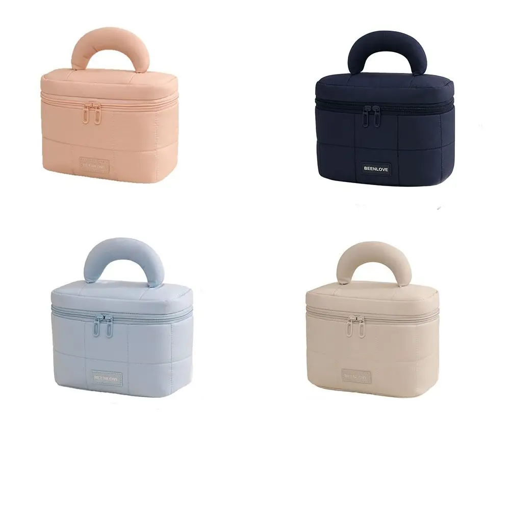 حقيبة مستحضرات التجميل النسائية ذات سعة كبيرة محمولة باليد متعددة الجيوب للسفر حقيبة أدوات الزينة مقاومة للماء بلون سادة حقيبة مستحضرات التجميل للسفر #6