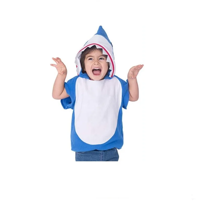 Eraspooky 1-6T Gray Shark Cosplay Hoodie Halloween Costume For Kids Toddler Christmas Fancy Dress Children Sharks Candy Bag